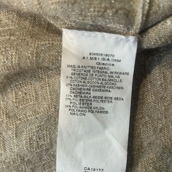 NWOT S’ MaxMara Gray & Tan Textured Cardigan w/Silver Sparkles Size Large - Picture 7 of 7